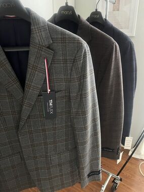 THE FLEXX Gray Plaid Sport Coat with Brown Windowpane